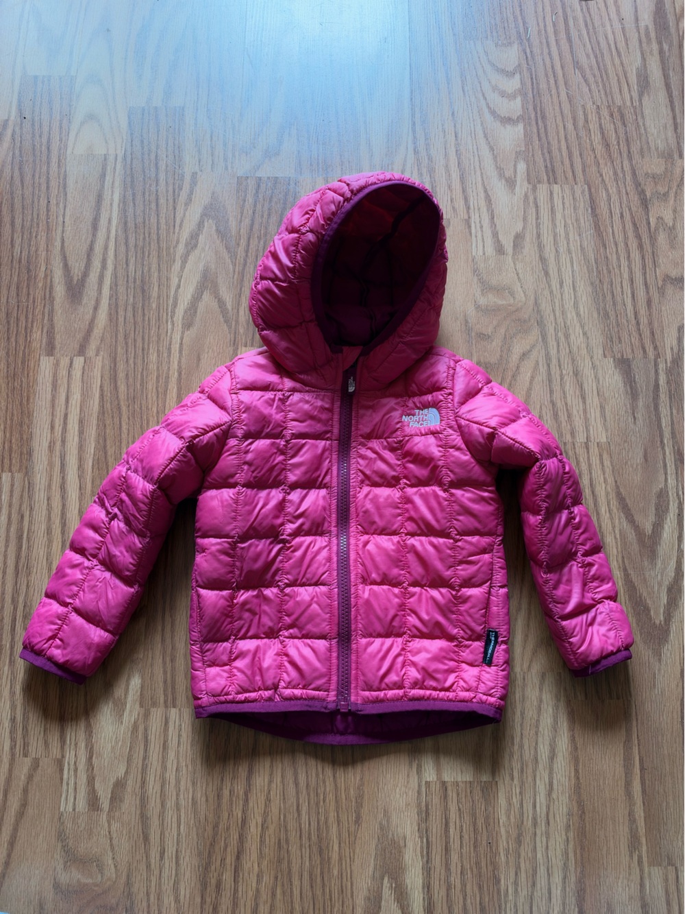 The North Face Kids Hot Pink Quilted Hooded Puffer Jacket